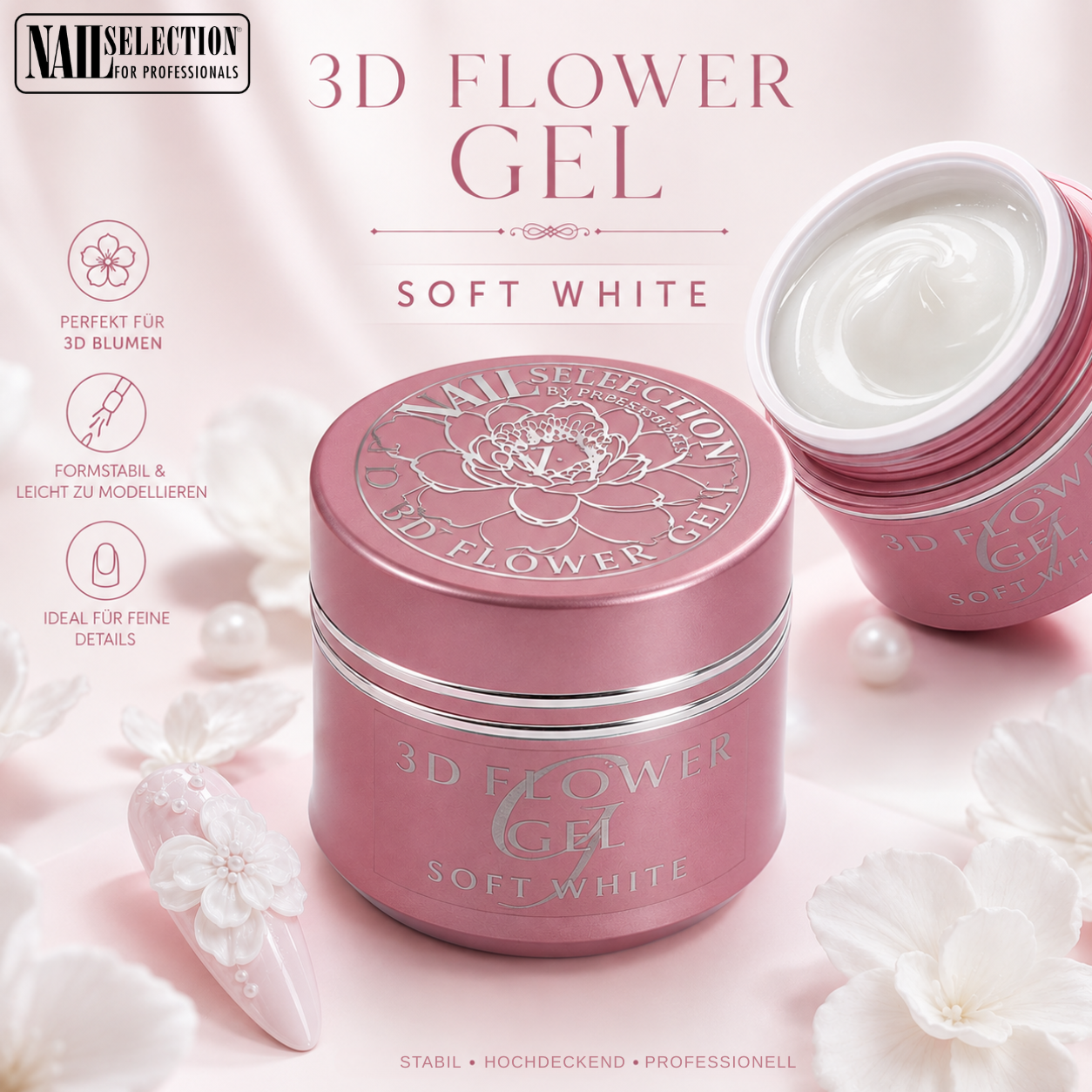 3D Flower Gel Soft White